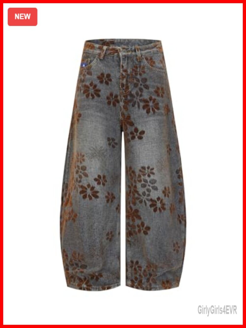 Aelfric Eden Floral Baggy Barrel Jeans Wide Leg Vintage Y2K Denim Pants